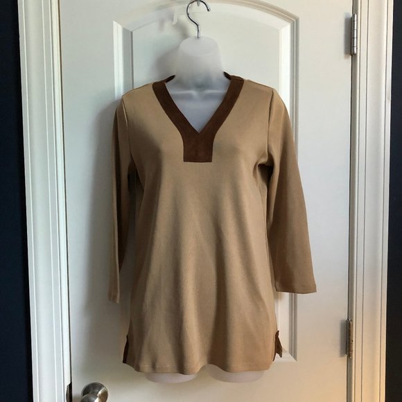 NWT! Lauren Ralph Lauren Petite Classic Camel Top - Picture 2 of 8